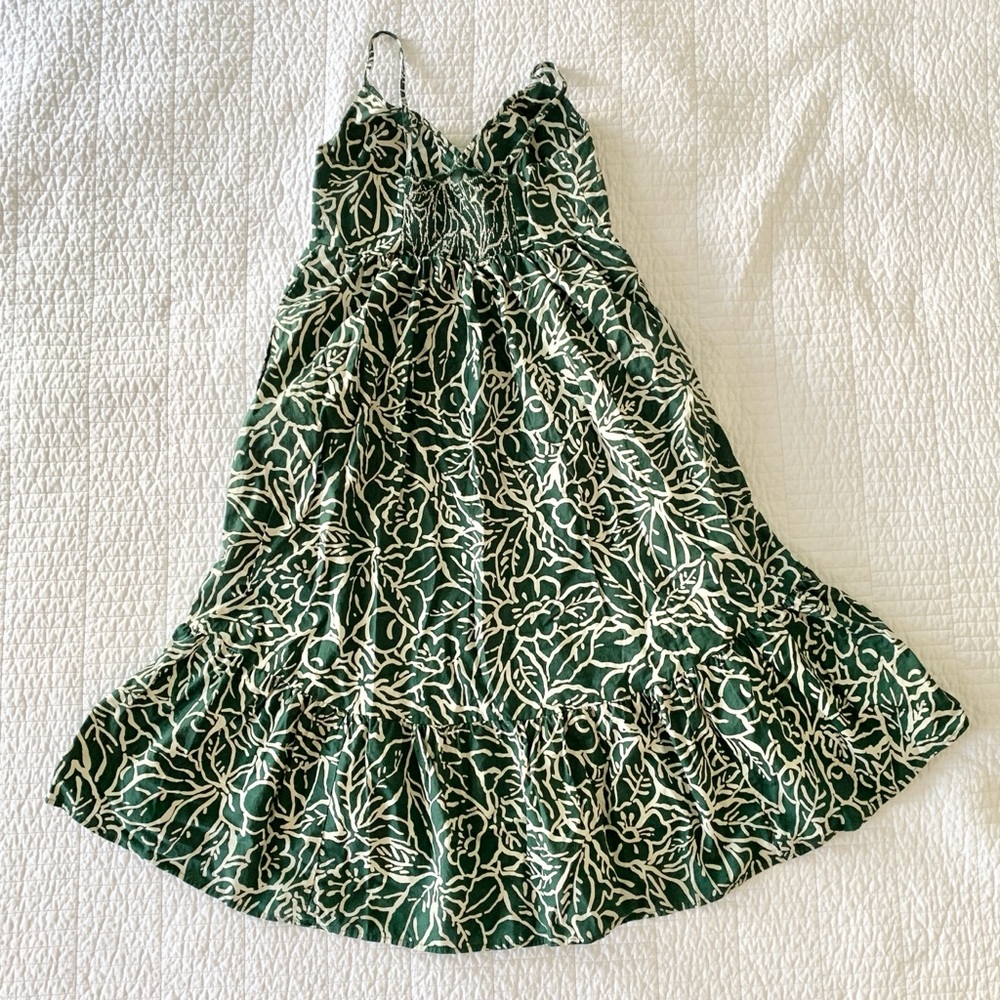 Gap Tiered Floral Midi High Low Dress - Dark Green - Size Small - Picture 2 of 8